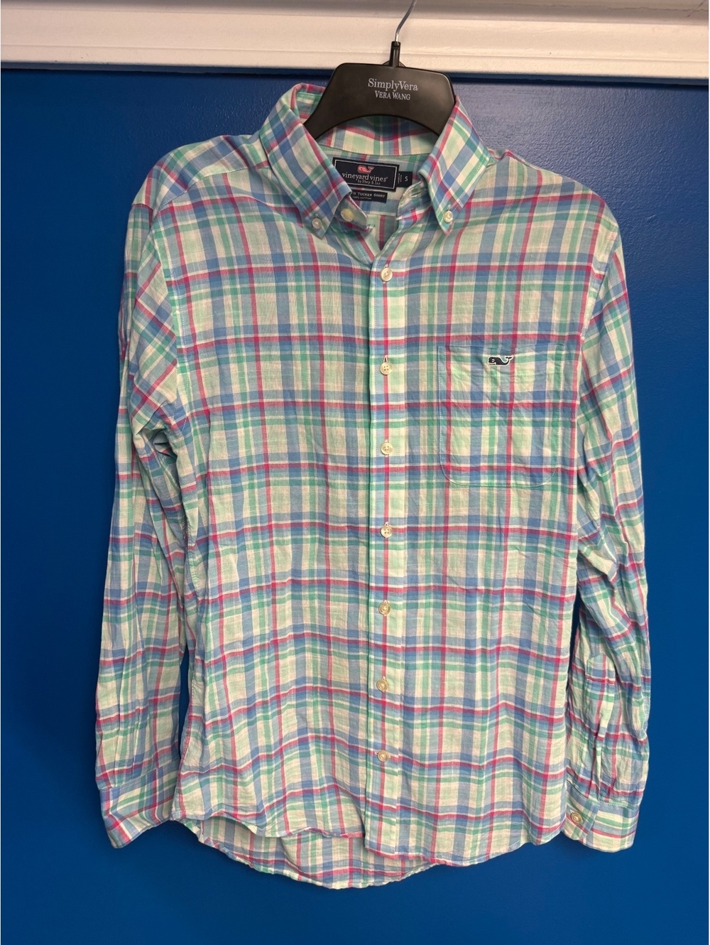 Vineyard Vines Mens Small Plaid Tucker Shirt Long Sleeve Button Down Slim Fit